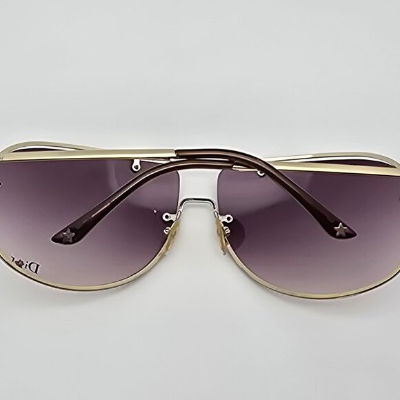 Christian Dior Diorwindshield1 Gold Frame Silver Mirror Aviator Y2K Sunglasses - Picture 10 of 15